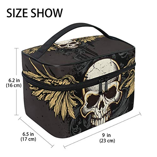 Neceser de maquillaje Demon Punk Skull portátil con cremallera