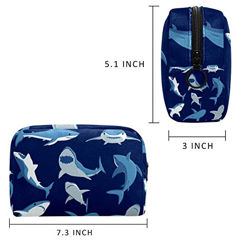 Neceser organizador de cosméticos, bolsa con cremallera, bolsa de almacenamiento, multifunción, colorida, para mujer, de viaje, maquillaje, neceser de lavado de todo tipo de tiburones