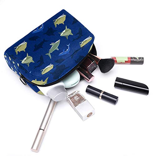 Neceser organizador de cosméticos, bolsa con cremallera, bolsa de almacenamiento, multifunción, colorida, para mujeres, de viaje, maquillaje, neceser de lavado con patrón de tiburón