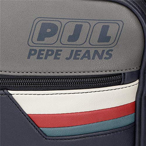 Neceser Pepe Jeans Eighties Doble Compartimento Adaptable, Azul, 26 x 16 x 12 cm