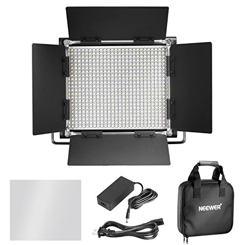 Neewer 2 Pack Bi-Color 660 LED de Luz de Vídeo y Kit de Soporte Incluye: (2) 3200-5600K CRI 96 + Regulable Luz con Soporte en U y Barndoor, (2) 200 Centímetros Soporte de Luz