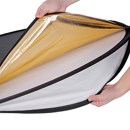 Neewer 5-en-1 Multi-Disco Reflector de Luz Plegable 110 centímetros (Translúcido/Plateado/ Dorado/Blanco/Negro) y 6-Pack Pinzas de Resorte Muselina de Fondo para Fotografía Estudio o al Aire Libre