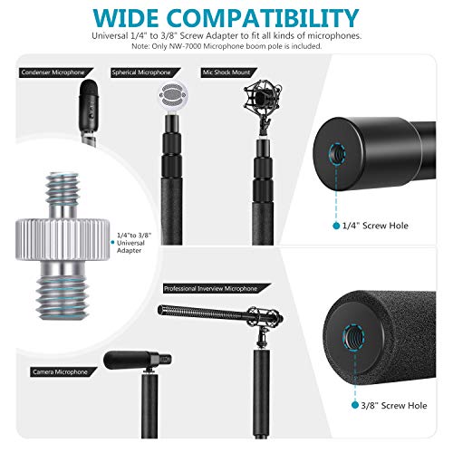 Neewer Palo Estirable portátil de 3 Secciones de micrófono Boom con estándar de 5/8 Pulgada 27 Rosca y Longitud Ajustable de 3 pies a 8 pies (NW-7000)