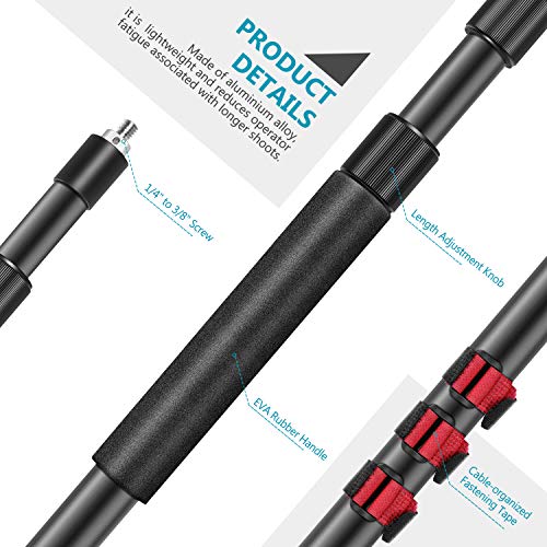 Neewer Palo Estirable portátil de 3 Secciones de micrófono Boom con estándar de 5/8 Pulgada 27 Rosca y Longitud Ajustable de 3 pies a 8 pies (NW-7000)
