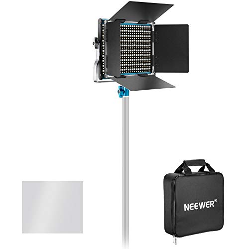 Neewer Regulable Bi-Color 660 LED Luz de Vídeo con Recargable 6600MAH Batería y Cargador Kit de Iluminación: 3200-5600K,CRI 96+ con U Soporte y Barndoor para Cámara Foto Estudio Video Filmación