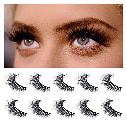 Neflyon 3D Mink False Eyelashes Hand Made Natural Look and Reusable Long Mink Fake Eyelash 5 Pair Package