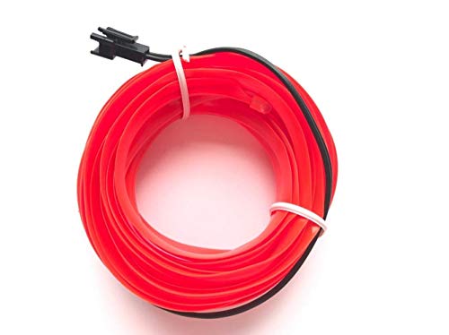 Neon LED EL cable para interior automotriz Cosplay lámpara de línea electroluminiscente LED emisora de luz decorativa con unidad de tira de luz 5V，Rojo, 5 m