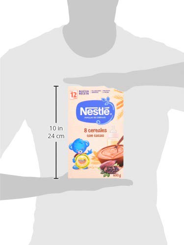 Nestlé Papilla 8 Cereales con Cacao - Alimento Para bebés - Paquete de 6x600 g - Total: 3.6kg