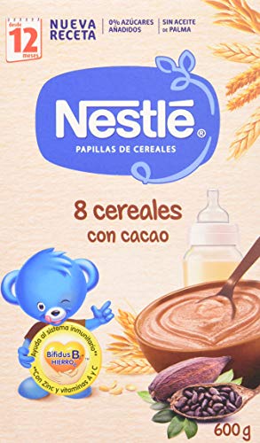 Nestlé Papilla 8 Cereales con Cacao - Alimento Para bebés - Paquete de 6x600 g - Total: 3.6kg