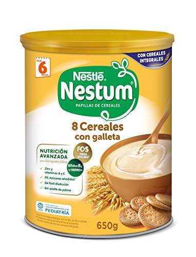 Nestlé Papillas NESTUM Cereales para bebé con galleta - 3 papillas de 650g -Total 1950g