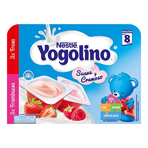 Nestlé Yogolino Postre lácteo Suave y Cremoso, 24 tarrinas de Fresa y 24 tarrinas Frambuesa - Para bebés a partir de 8 Meses, Paquete de 8 x 6 Tarrinas de 60g