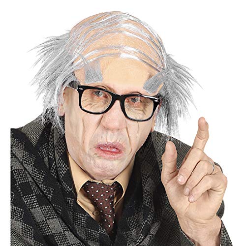 NET TOYS Calva postiza de Viejo con Cejas  | Color Carne-Gris | Extravagante Accesorio Unisex Profesor | Muy Adecuado para Fiestas temáticas y carnavales