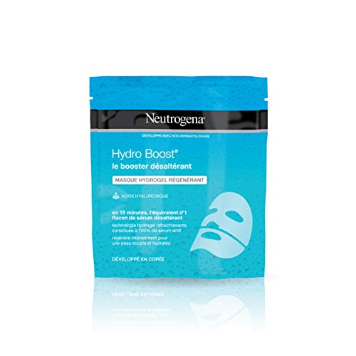 Neutrogena Hydro Boost - Mascarilla hidrogel regeneradora - Booster desalterante con ácido hialurónico - Juego de 2 máscaras