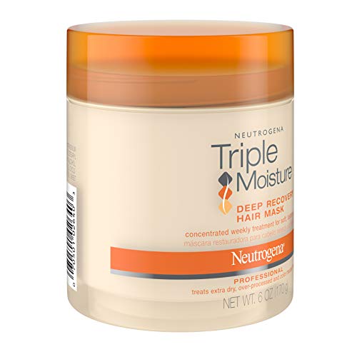 Neutrogena Triple Humedad Recuperación profunda Mascarilla Hidratante para Cabello Extra Seco, Cabello Dañado y Sobreprocesado, Tratamiento Hidratante con Oliva, Meadowfoam y Almendra Dulce, 6 oz (Paquete de 2)