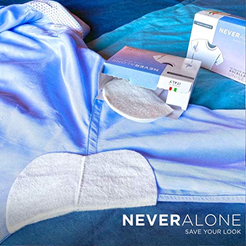 NeverAlone 30 Almohadillas de sudoración para axilas, Absorbentes de Transpiración, Hiperhidrosis, unisex, protectores de vestido, cómodas, adaptables, producto Italiano, protectores de vestido