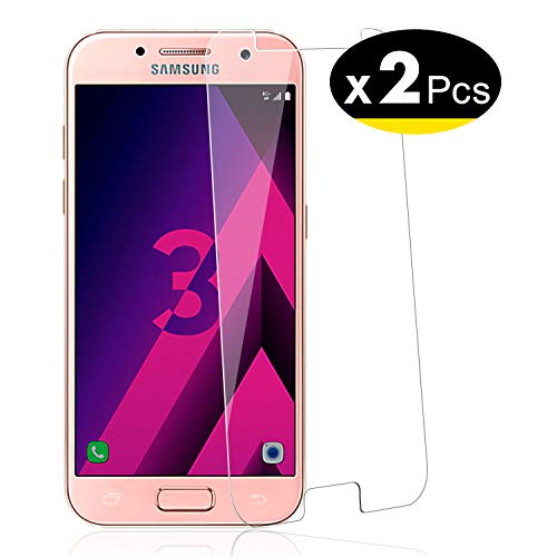 NEW'C 2 Unidades, Protector de Pantalla para Samsung Galaxy A3 2017 (SM-A320F), Antiarañazos, Antihuellas, Sin Burbujas, Dureza 9H, 0.33 mm Ultra Transparente, Vidrio Templado Ultra Resistente