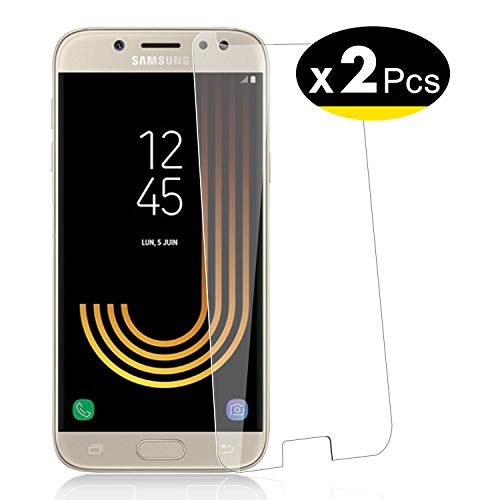 NEW'C 2 Unidades, Protector de Pantalla para Samsung Galaxy J5 2017, Antiarañazos, Antihuellas, Sin Burbujas, Dureza 9H, 0.33 mm Ultra Transparente, Vidrio Templado Ultra Resistente