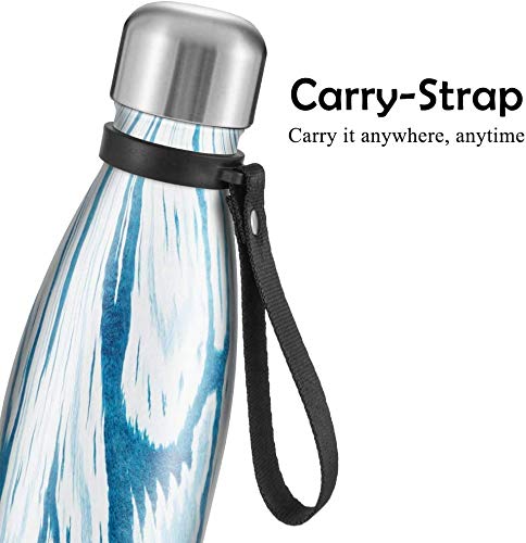 Newdora Botella de Agua Deportiva de Acero Inoxidable, Botella Termica con Doble Aislamiento para 12 Horas de Bebida Caliente y 24 Horas de Bebida Fría, Botella, 500ML,750ML (Azul y Blanco, 500ML)