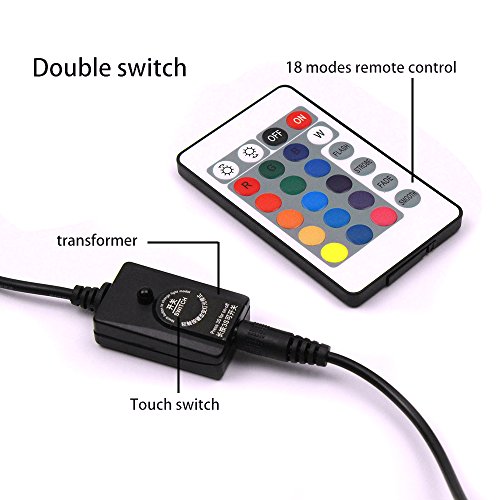 Newnen - Luces de acuario impermeables con control remoto 5050 LED que cambian de color, luces de burbuja de aire con controlador de 24 teclas para acuario de agua dulce y salada de 30 cm.