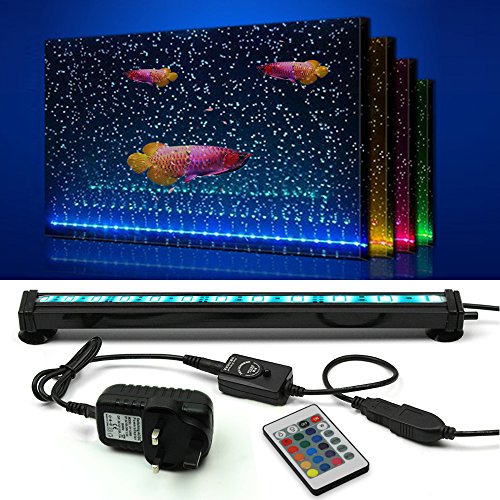 Newnen - Luces de acuario impermeables con control remoto 5050 LED que cambian de color, luces de burbuja de aire con controlador de 24 teclas para acuario de agua dulce y salada de 30 cm.