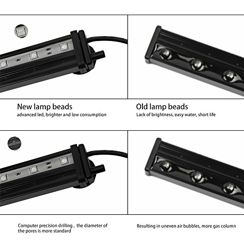 Newnen - Luces de acuario impermeables con control remoto 5050 LED que cambian de color, luces de burbuja de aire con controlador de 24 teclas para acuario de agua dulce y salada de 30 cm.