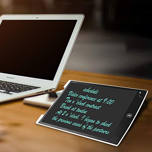 NEWYES 12" Tableta de Escritura LCD, Tableta gráfica, Ideal para hogar, Escuela u Oficina. Pilas Incluidas y 2 Imanes para la Nevera (Blanco)