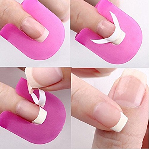 nicebuty 10pc plástico Nail Art Soak Off tapón clip UV Gel Polish Remover Wrap (Vif rosa)