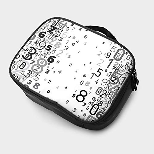 Nicokee bolsa de maquillaje de viaje con números para niños y bebés, color blanco y negro, organizador de cosméticos, bolsa organizadora de brochas de maquillaje impermeable para mujeres