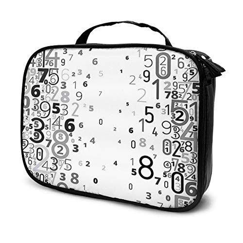 Nicokee bolsa de maquillaje de viaje con números para niños y bebés, color blanco y negro, organizador de cosméticos, bolsa organizadora de brochas de maquillaje impermeable para mujeres
