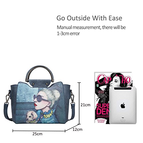 NICOLE&DORIS Elegante Tote Bolsos de Mano para Mujer Monederos Bolso Crossbody Mujer Bolso de Bandolera Bolsa PU Azul Marino