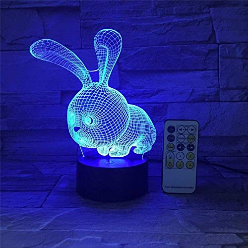 Night Light 3D L¨¢mpara para dormir LED Night Light 3D Cartoon Rabbit Bunny Interruptor t¨¢ctil USB Control remoto Acr¨ªlico 7 Gradiente de color Atm¨®sfera L¨¢mparas Regalos para ni?os Led