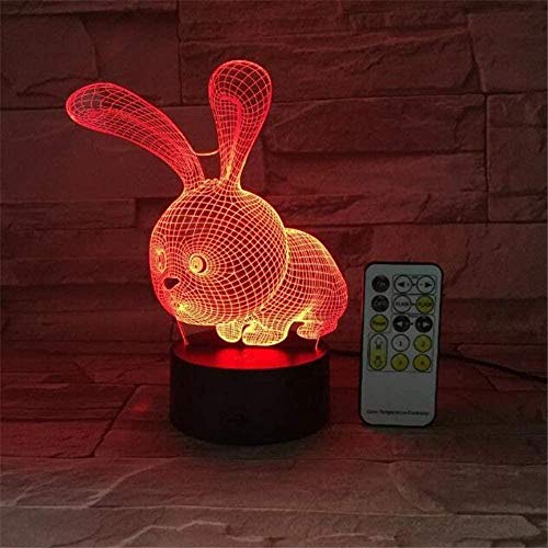 Night Light 3D L¨¢mpara para dormir LED Night Light 3D Cartoon Rabbit Bunny Interruptor t¨¢ctil USB Control remoto Acr¨ªlico 7 Gradiente de color Atm¨®sfera L¨¢mparas Regalos para ni?os Led