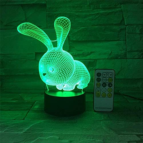 Night Light 3D L¨¢mpara para dormir LED Night Light 3D Cartoon Rabbit Bunny Interruptor t¨¢ctil USB Control remoto Acr¨ªlico 7 Gradiente de color Atm¨®sfera L¨¢mparas Regalos para ni?os Led