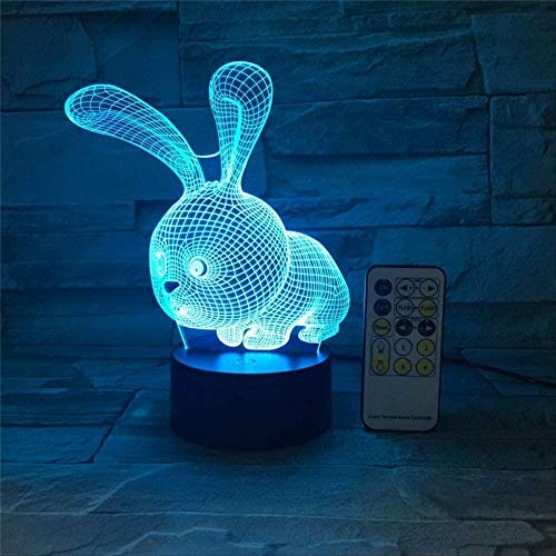Night Light 3D L¨¢mpara para dormir LED Night Light 3D Cartoon Rabbit Bunny Interruptor t¨¢ctil USB Control remoto Acr¨ªlico 7 Gradiente de color Atm¨®sfera L¨¢mparas Regalos para ni?os Led