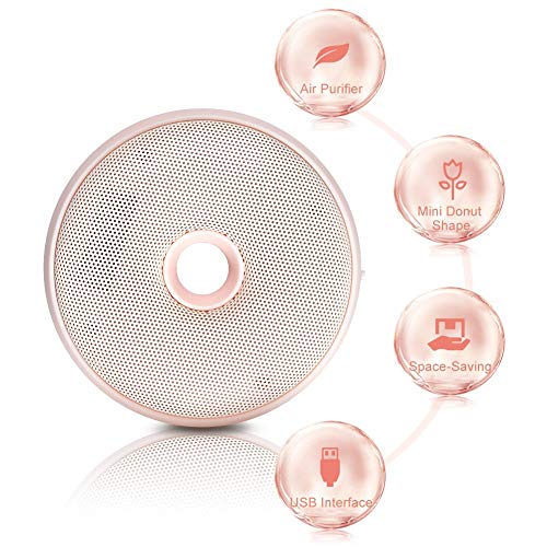 Nikou Purificador de Aire - Filtros de carbón Activo Generador de ozono Redondo Eliminador de olores Dona Carga USB Aroma Desodorante Oxígeno Ambientador para refrigerador Armario de guardarropa