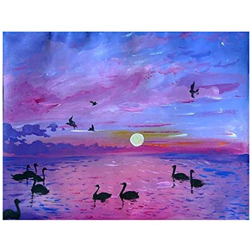 NIMCG Decoración del hogar Swansea Luna Paisaje Pintura Cuadro Regalo Hecho a Mano Arte de la Pared 40x50CM (Sin Marco)