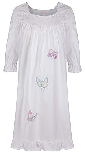 Niña Camisón 100% Algodón Mariposa Camisón Lucy - Blanco, Blanco, Age 10-12