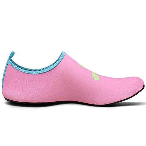 Niña Niño Zapatos de Agua Descalzo Barefoot Respirable Zapatos de Playa Aire Libre Calcetines de Natación Piscina Surf Yoga Niños,Delfín Rosa,22/23