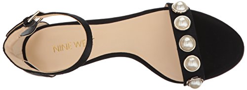 Nine West Mujeres Lipstick Punta Abierta Casual Sandalias con Correa de Tobillo, Black, Talla 7.5