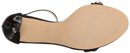 Nine West Mujeres Lipstick Punta Abierta Casual Sandalias con Correa de Tobillo, Black, Talla 7.5