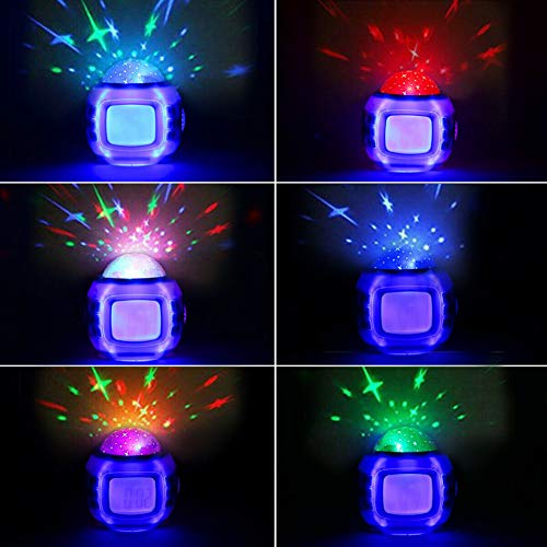 Niños Música LED Star Sky Lámpara de proyección Reloj Despertador Digital Calendario Termómetro