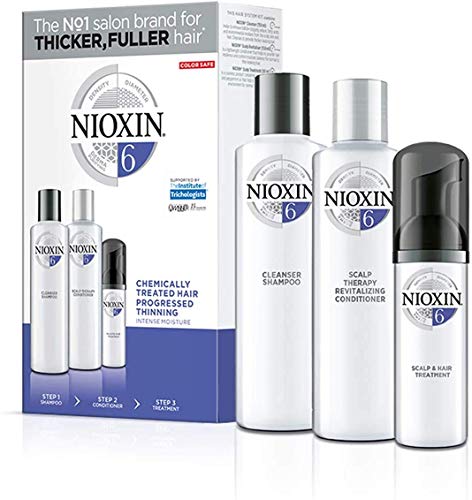 Nioxin Kit de 3 Pasos Sistema 6 - Tratamiento para Cabello Tratado con Químicos muy Debilitado y Pérdida de Densidad (Champú 300 ml, Acondicionador 300 ml y Tratamiento 100 ml)