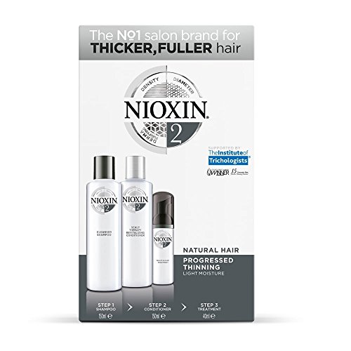 Nioxin Trial kit Sistema 2, Sistema de cuidado del cabello trifásico, Limpiador y Revitalizador del cuero cabelludo y Tratamiento del cuero cabelludo(3 unidades)