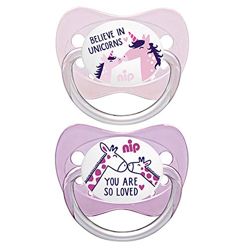 Nip látex látex natural Chupete con texto 4 unidades niña (Talla 1 0 – 6 meses recién nacido.
