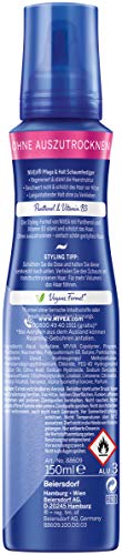Nivea Cuidado y sujeción de espuma extra fuerte (150 ml), espuma para el cabello con pantenol y vitamina B3, espuma de volumen para estilos flexibles con 24 h de sujeción