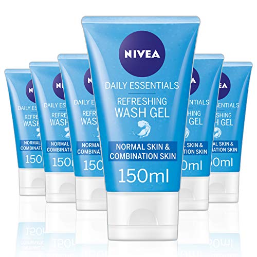 Nivea Diarios Esenciales refrescante facial wash gel, 150 ml, normal y combinación piel, pack de 6