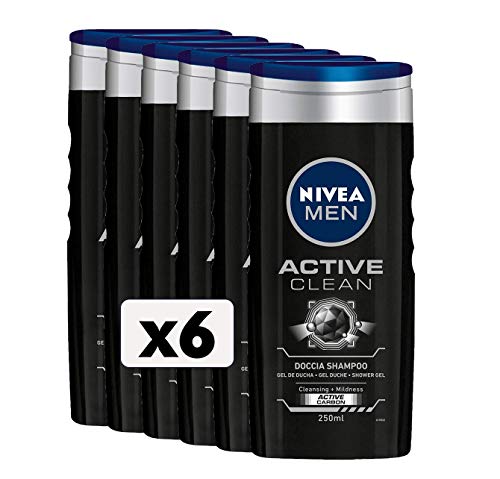 NIVEA Men Active Clean de ducha, 6 paquetes de 250 ML