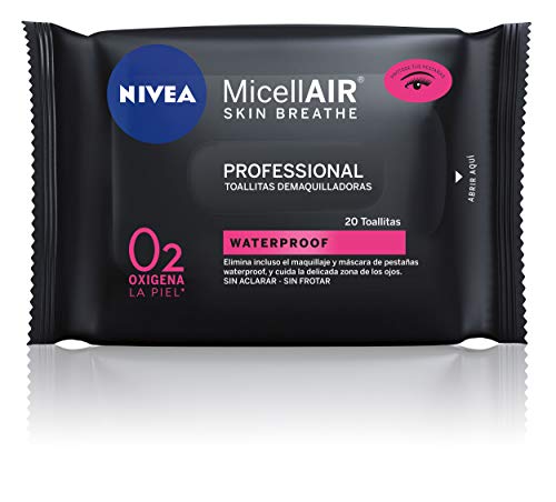 NIVEA MicellAIR Professional Toallitas Desmaquilladoras, toallitas de limpieza facial, desmaquillador de ojos y rostro para todo tipo de piel - 1 x 20 uds