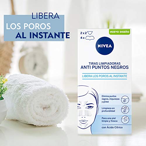 NIVEA Tiras Limpiadoras Anti Puntos Negros en pack de 6 (6x8 uds), limpiador de poros para eliminar puntos negros e impurezas rápido y cómodo, tiras de limpieza facial