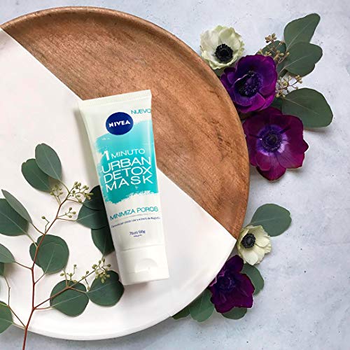 NIVEA Urban Detox Mascarilla Minimiza Poros 1 Minuto en pack de 6 (6 x 75 ml), mascarilla detox de uso rápido, mascarilla de gel para la limpieza facial con efecto calor